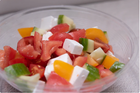 Tomato, Cucumber & Vegan Feta Salad